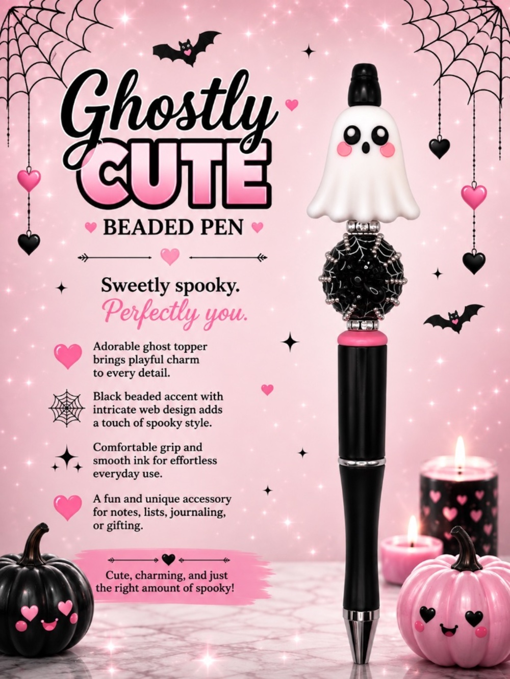 Ghostly Cute Beaded Pen